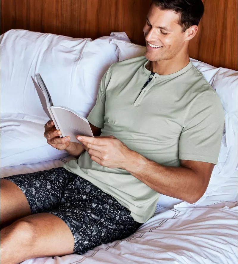 Pyjama court en Lyocell pour homme Marine/Sauge