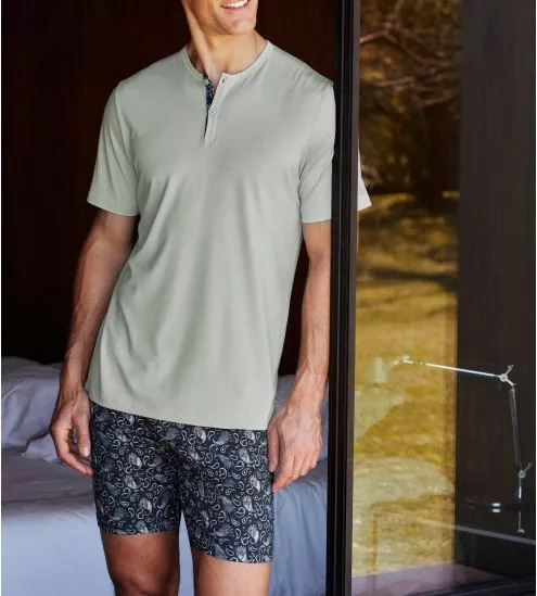Pyjama court en Lyocell pour homme Marine/Sauge