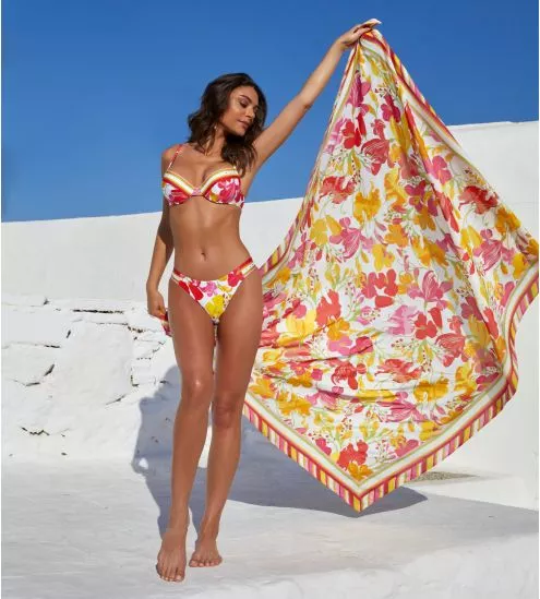 Paréo en viscose 130 x 170 cm ENVOLÉE FLORALE Bouquet Floral
