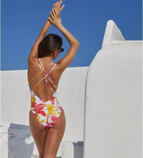 Maillot de bain 1 pièce nageur séduction ENVOLÉE FLORALE Bouquet Floral