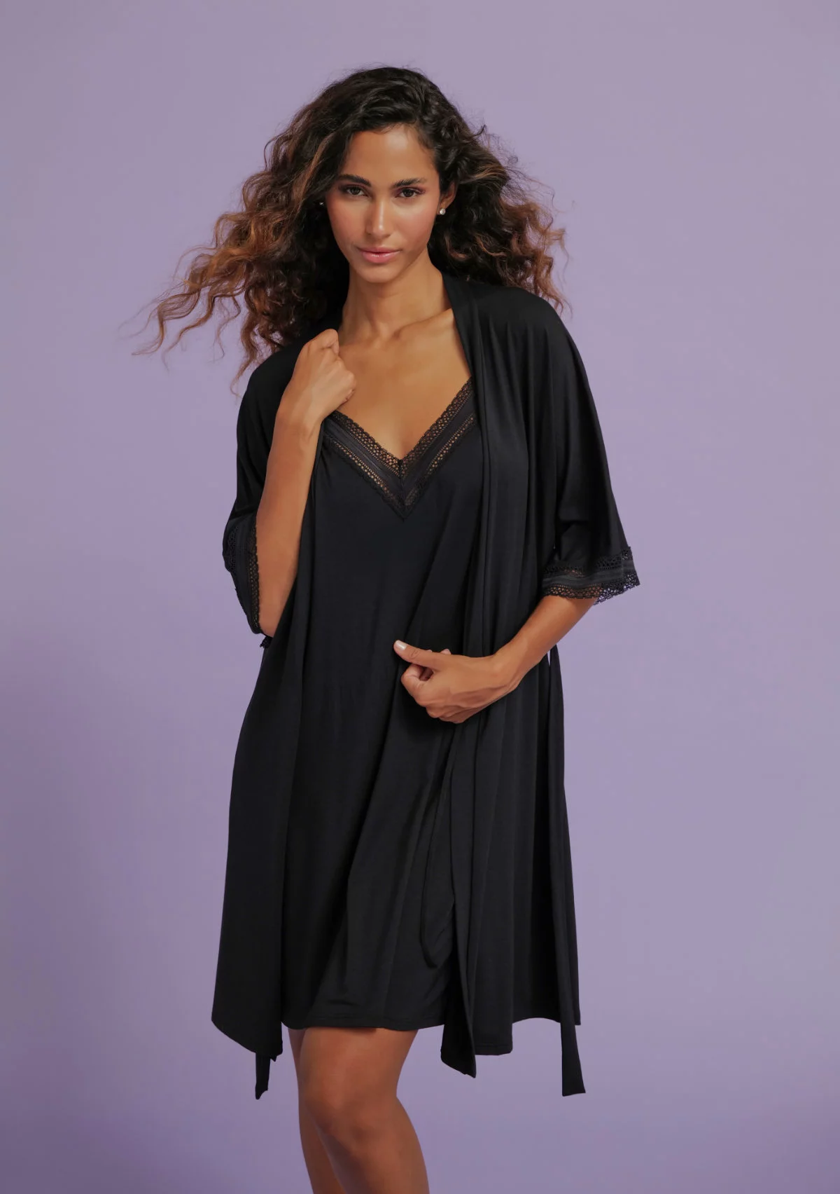 Lingerie de nuit en modal, Simply Graphic, Vert Amande, Antigel